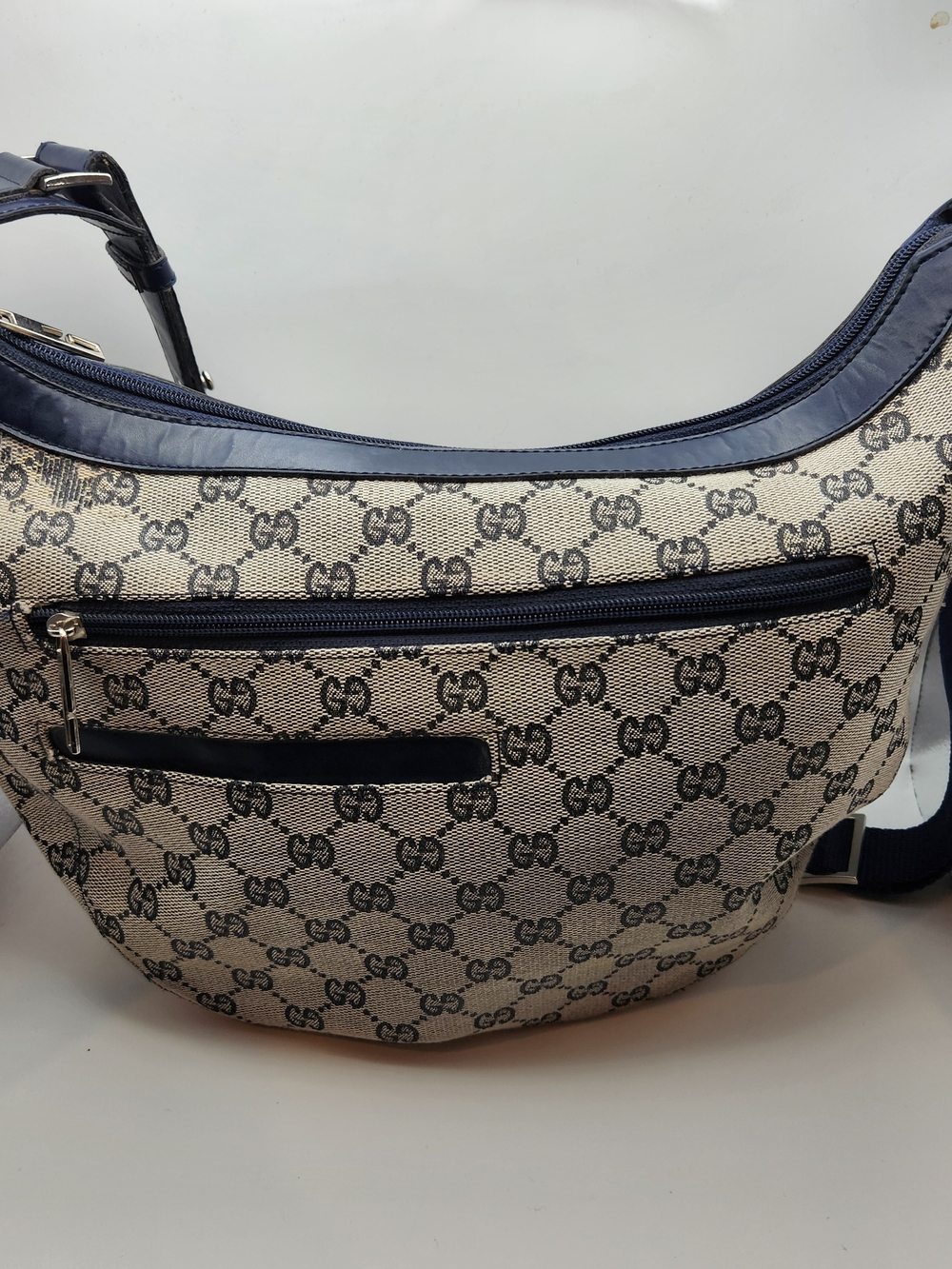 Gucci Beige/Blue GG Canvas Shoulder Bag